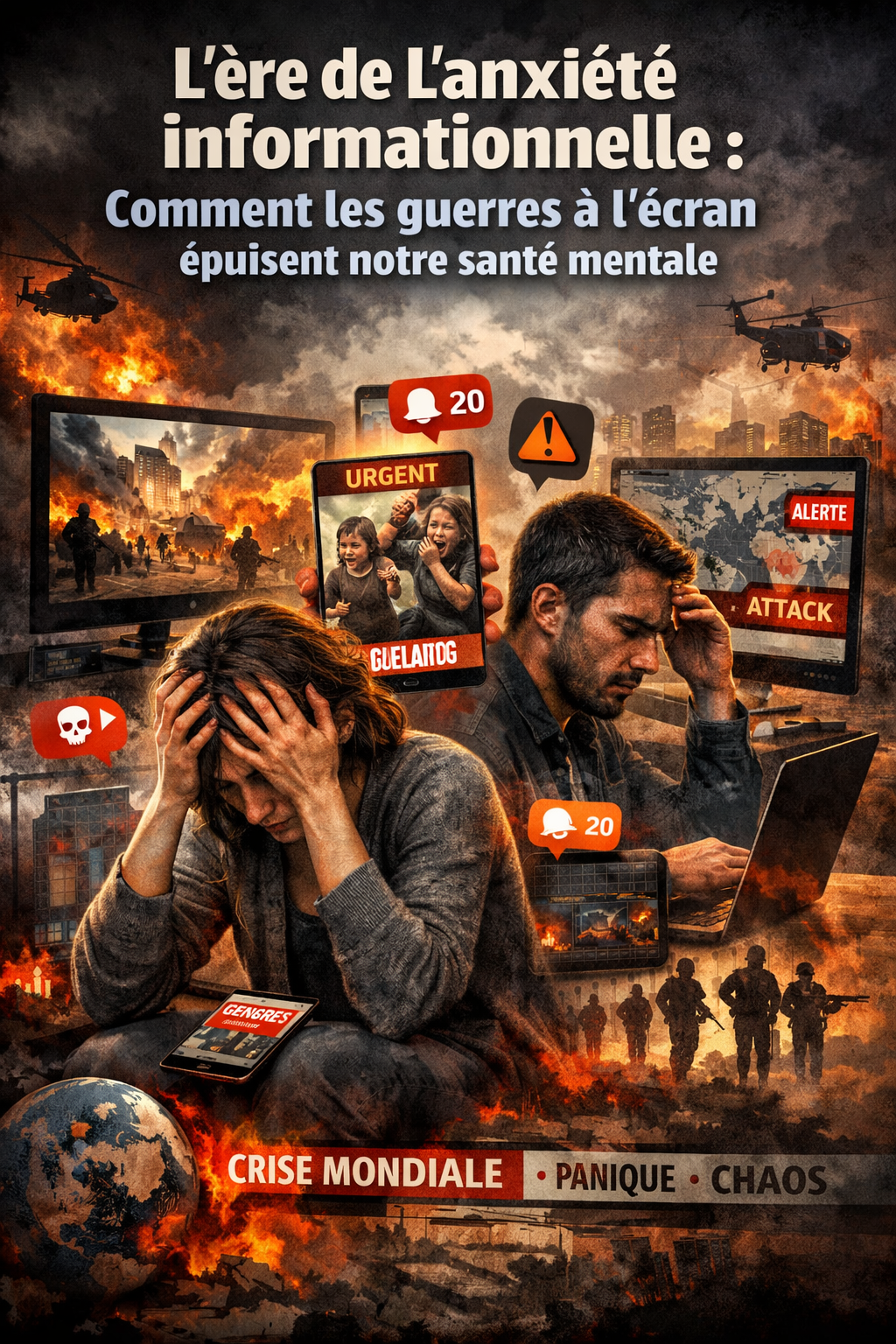 You are currently viewing L’ère de l’anxiété informationnelle : Comment les guerres à l’écran épuisent notre santé mentale
