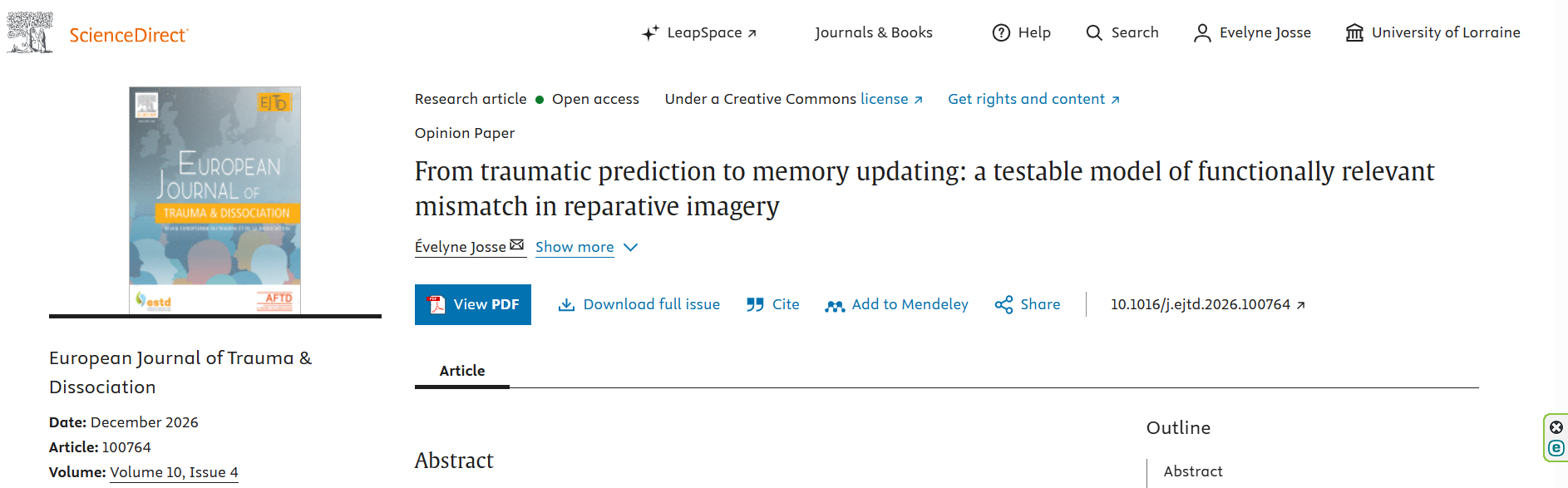 You are currently viewing From traumatic prediction to memory updating: a testable model of functionally relevant mismatch in reparative imagery